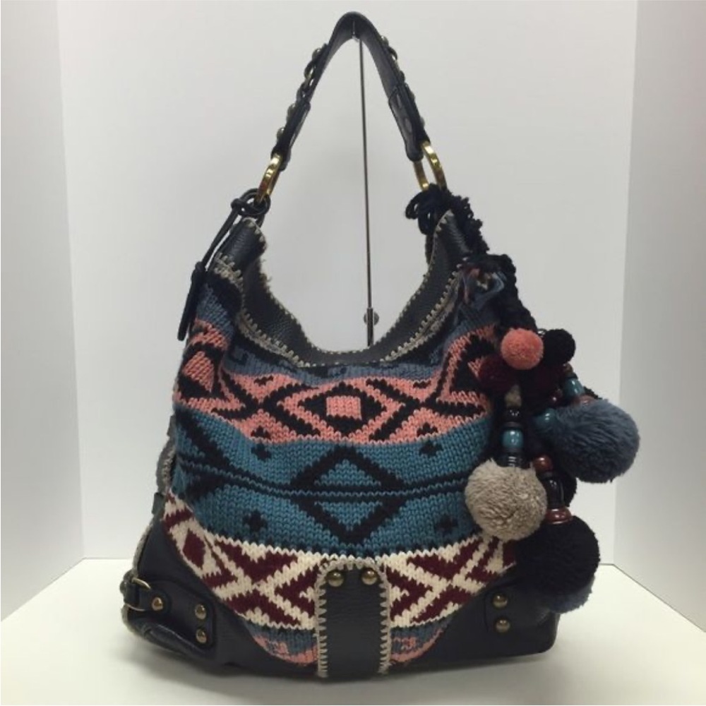 RARE Vintage Isabella Fiore Knit POM POM TOTE 👜